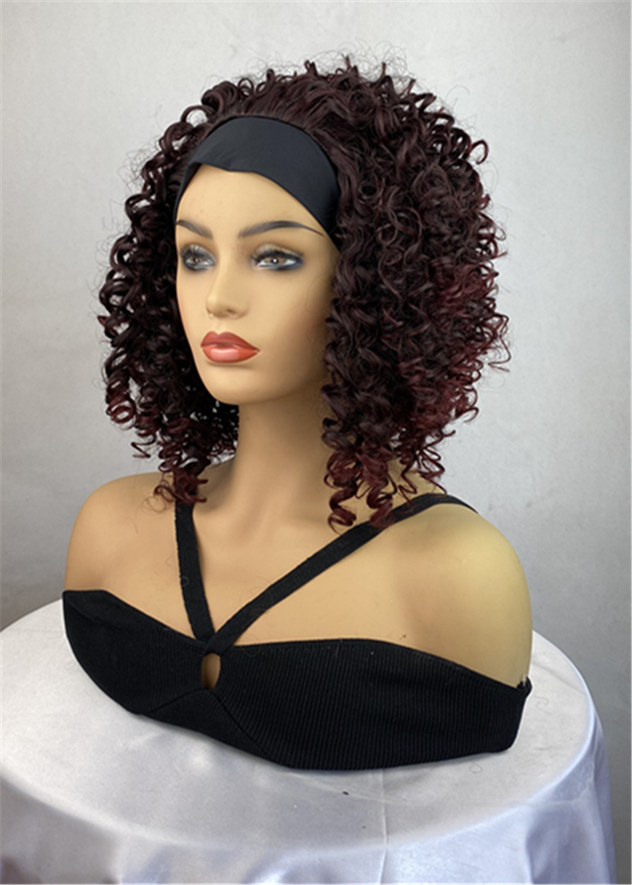 Headband Curly Synthetic Hair 130% 14 Inches Wigs For African American Women