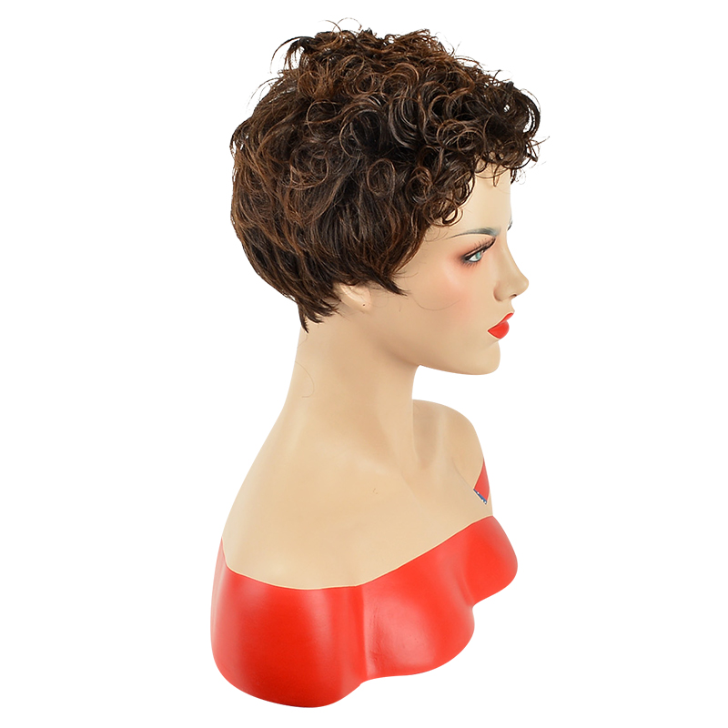 African American Wigs Synthetic Hair Capless Curly Short 120% Wigs