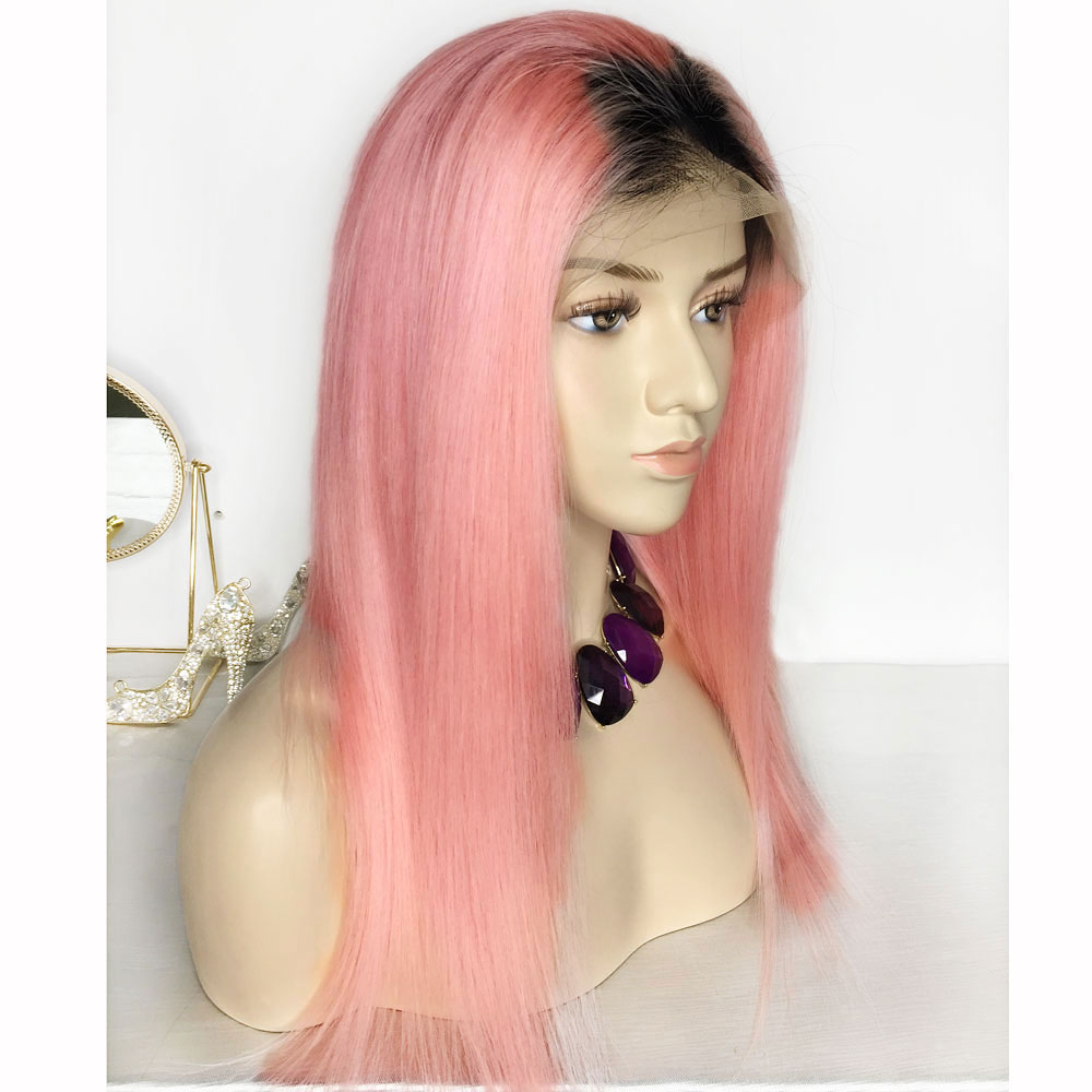 Women Straight Lace Front Cap Human Hair 18 Inches 130% Wigs