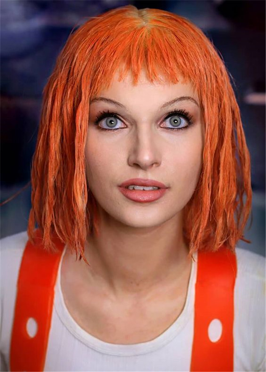 Leeloo Orange Wigs Synthetic Hair Curly Cosplay Wig 14 Inches