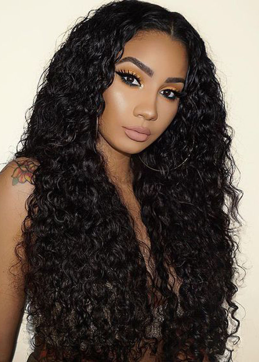 Women Kinky Curly Capless 100% Human Hair Wigs 26 Inches