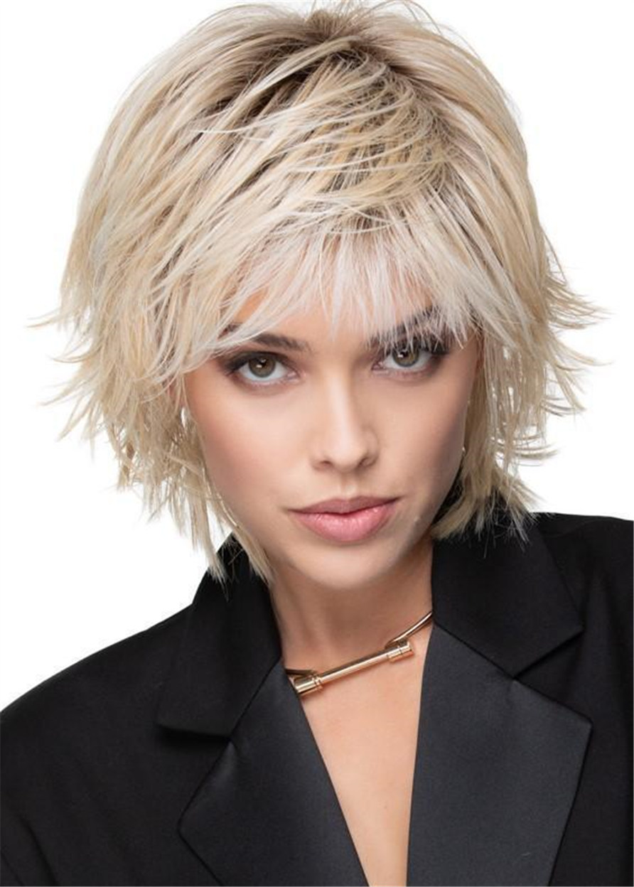 Short Shaggy Hairstyles Synthetic Hair Capless Wavy 12 Inches 120% Wigs