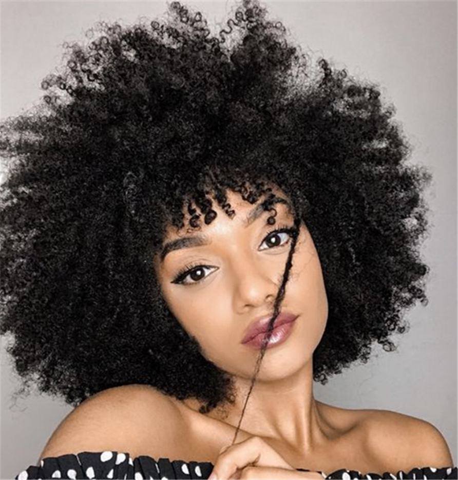 Women Synthetic Hair Capless Afro Curly Wigs 10 Inches