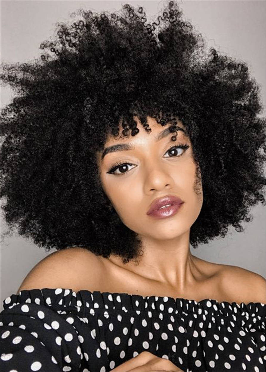 Women Synthetic Hair Capless Afro Curly Wigs 10 Inches
