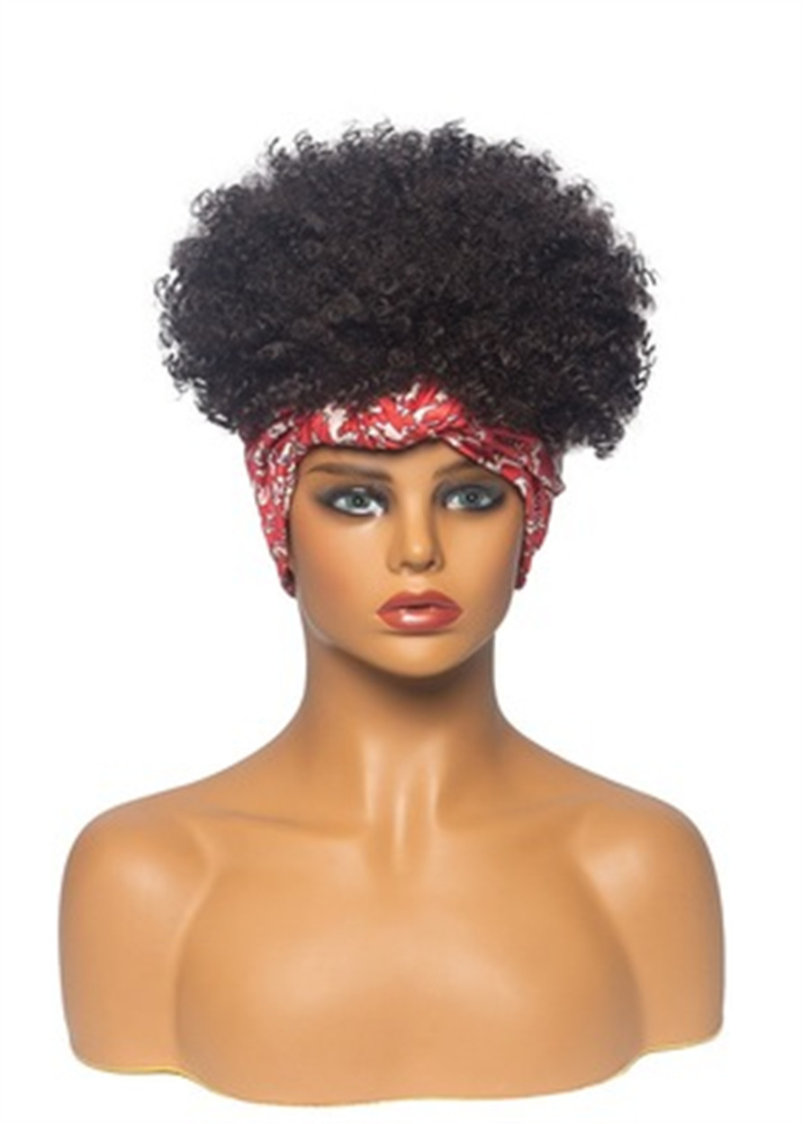 Short Headbang Wig Afro Curly Synthetic Hair African American Wig