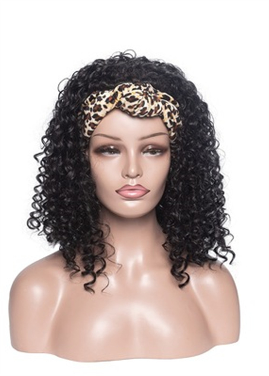 HeadBand Synthetic Hair Women Capless Curly 18 Inches 130% Wigs