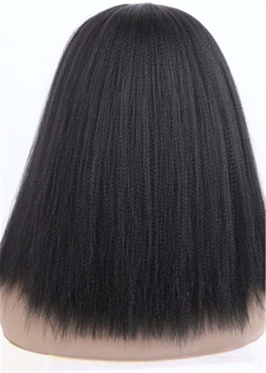 Capless African American Headbang Wigs Synthetic Hair Curly 130% 16 Inches Wigs