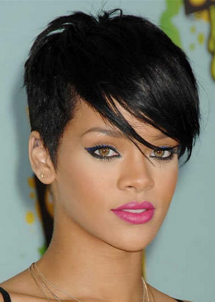 Rihanna Hairstyle Super Short Straight Black Hair 100% Human Hair Full Lace Wig