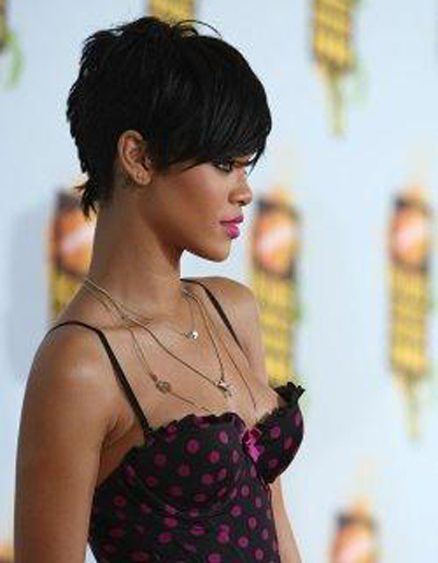 Rihanna Human Hair Capless Straight Short Wigs
