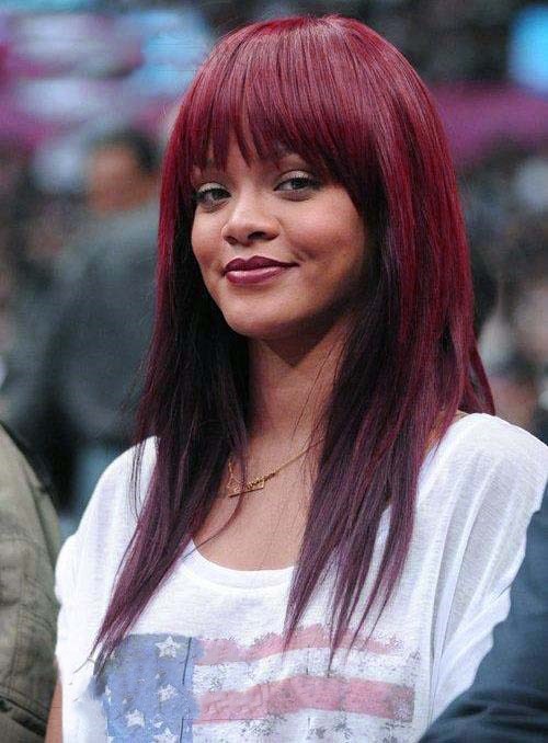 Rihanna Carefree Long Straight Red Wig 18 Inches 100% Human Hair Wigs