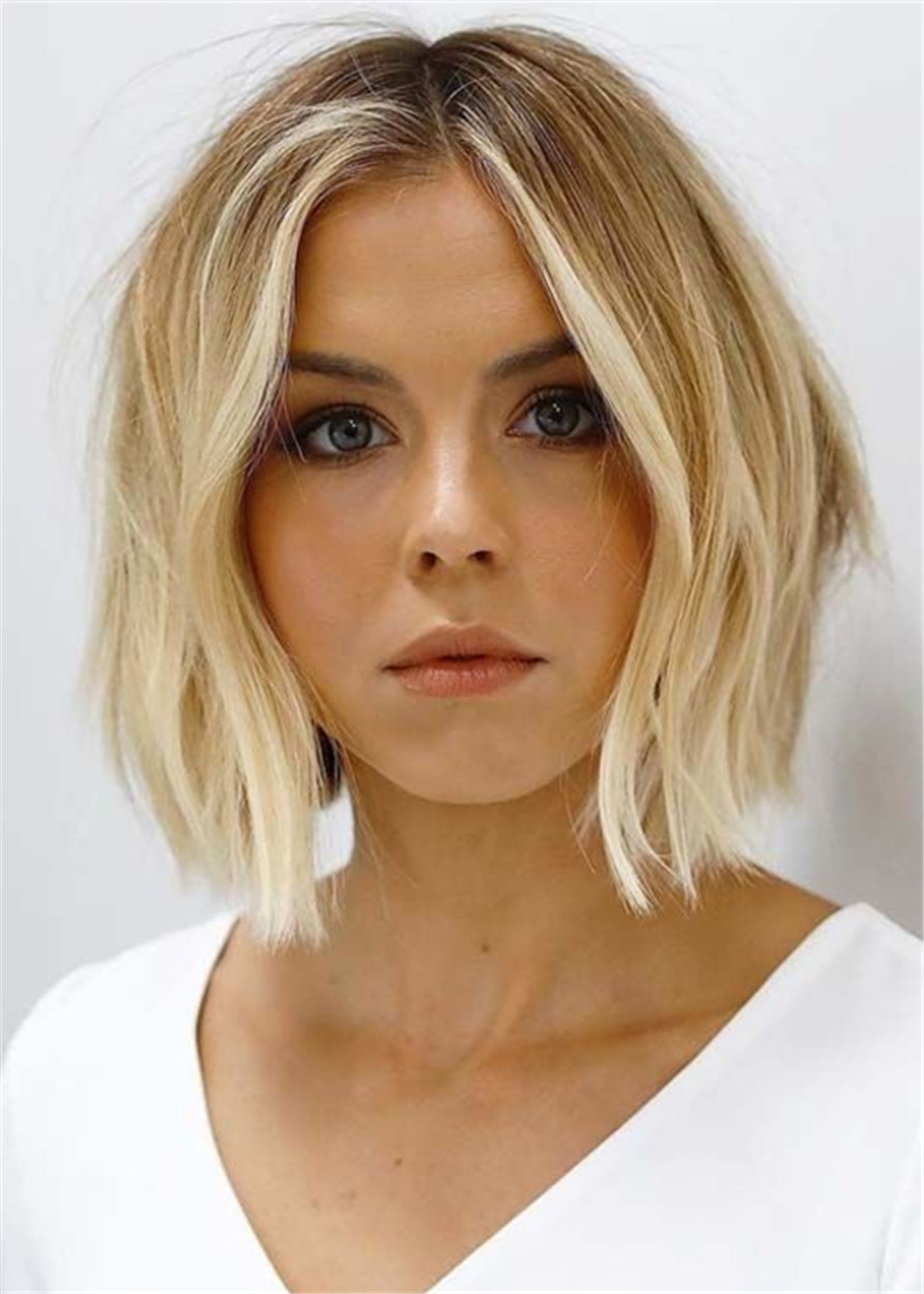 Short Bob Middle Parted Natural Straight Capless Human Hair 120% 10 Inches Wigs
