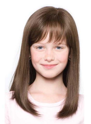 Child Capless Straight Human Hair 14 Inches 120% Wigs For Kids