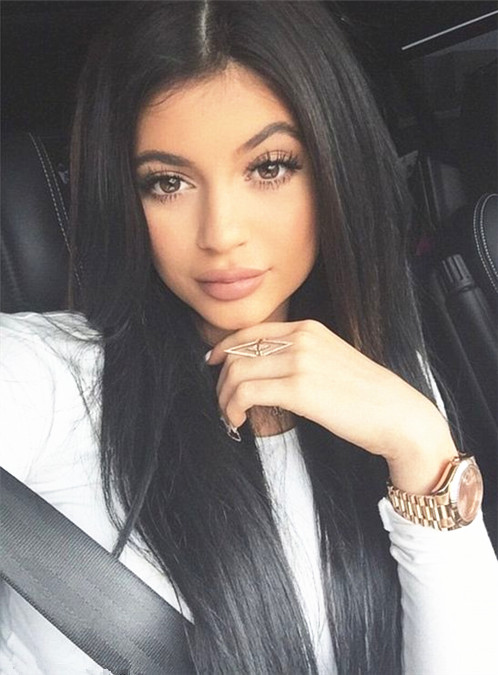 Kylie Jenner Lace Front Cap Women Human Hair Straight 120% 20 Inches Wigs