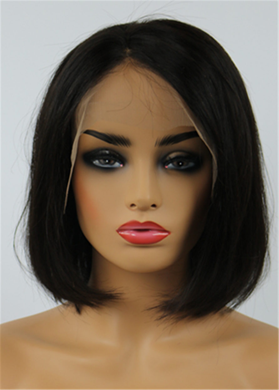 African American Wigs | Lace Front Cap Straight Human Hair 120% 10 Inches Wigs