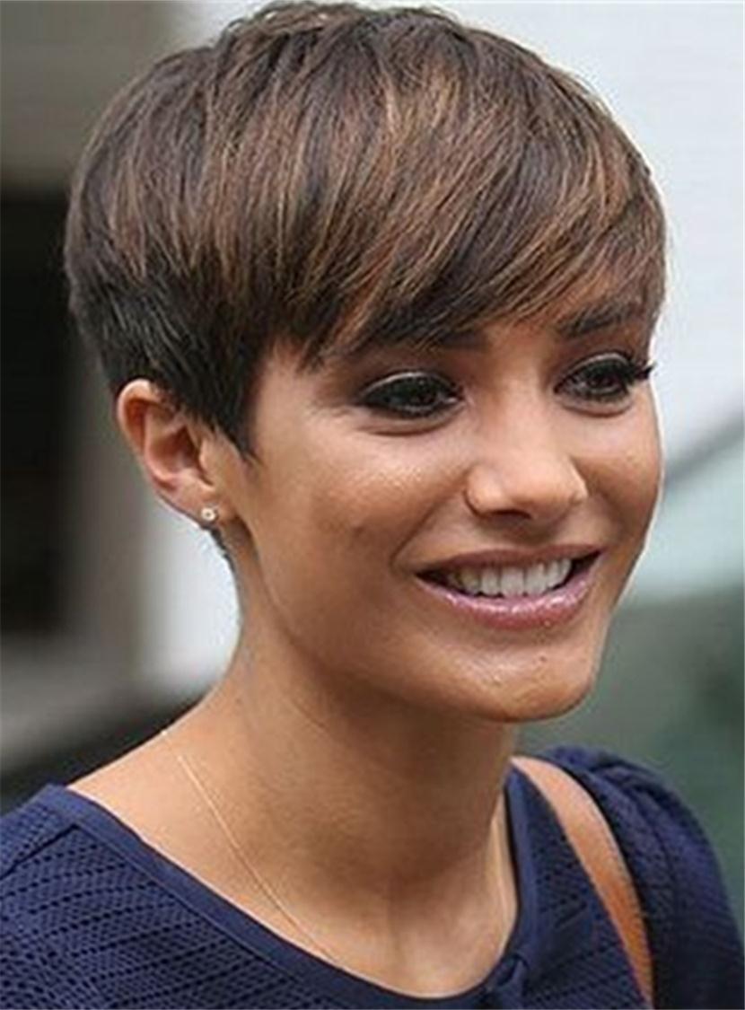 Pixie Wigs Straight Human Hairs Capless Wigs 6 Inches