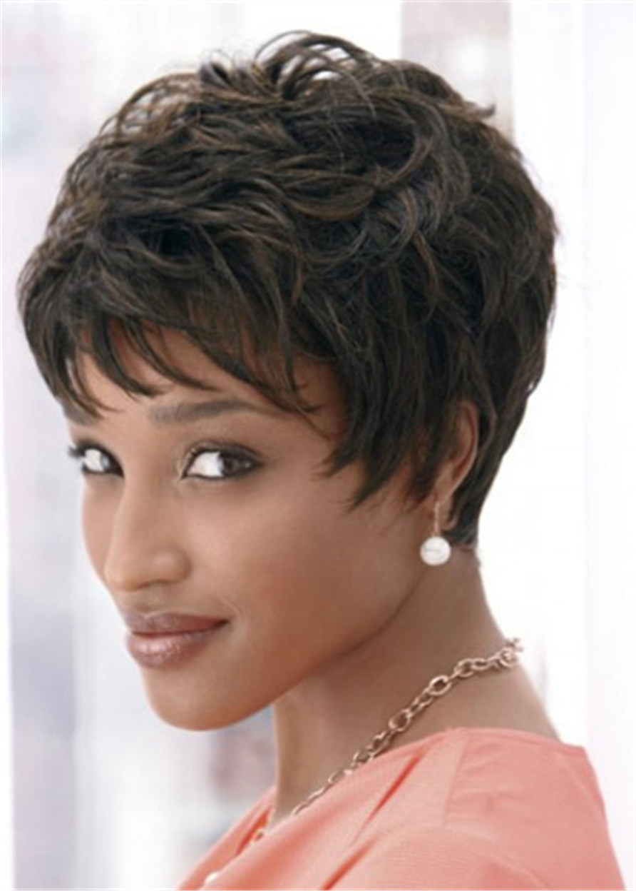 Short Layered Pixie Synthetic Hair Capless Women Wigs 10 Inches