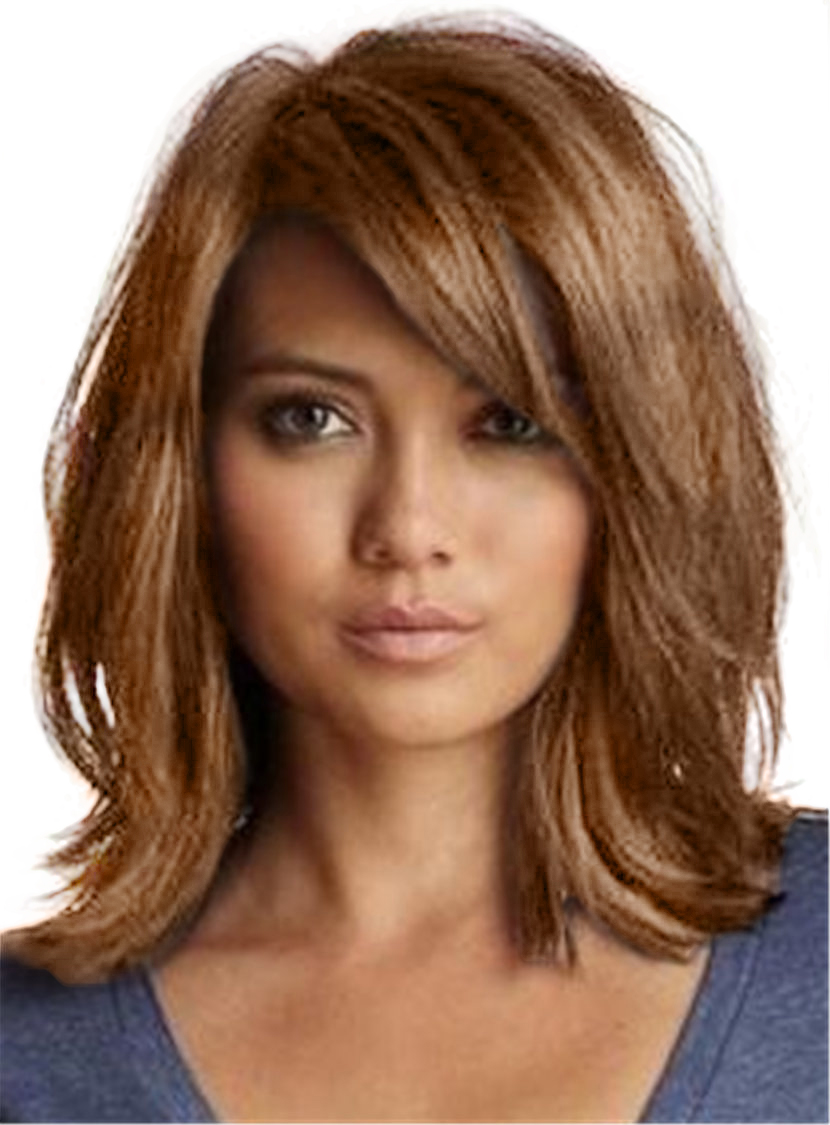 Capless Synthetic Hair Wavy Women Wigs With Bangs 14 Inches 