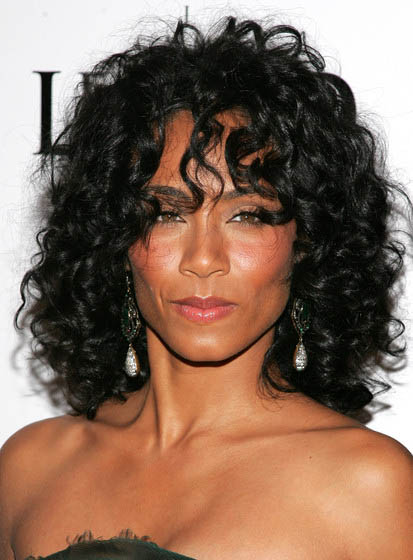 Jada Pinkett Smith Long Curly Black 100% Human Hair Full Lace Wig 16 Inches