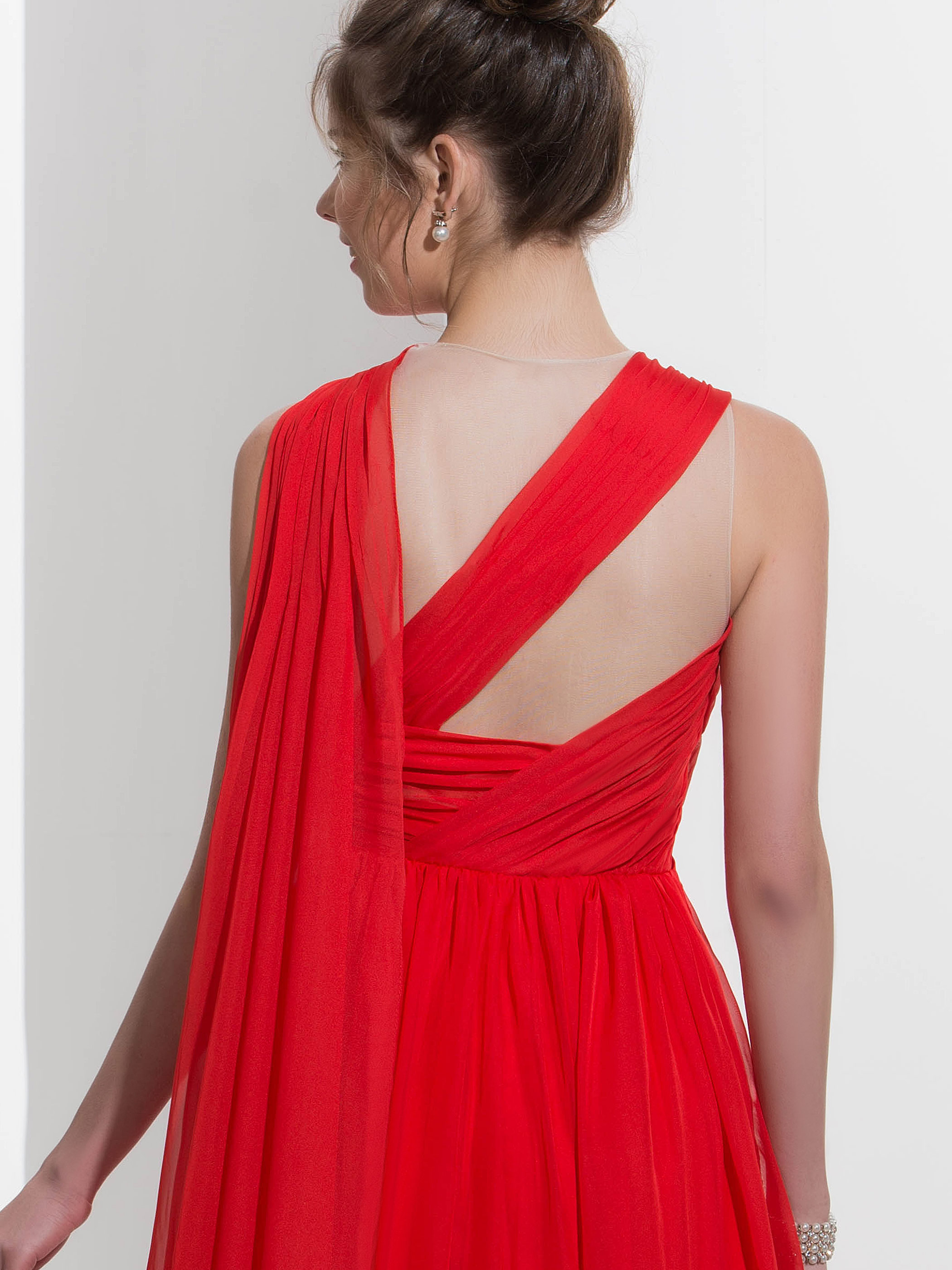 Watteau Floor-Length Sleeveless A-Line Prom Dress