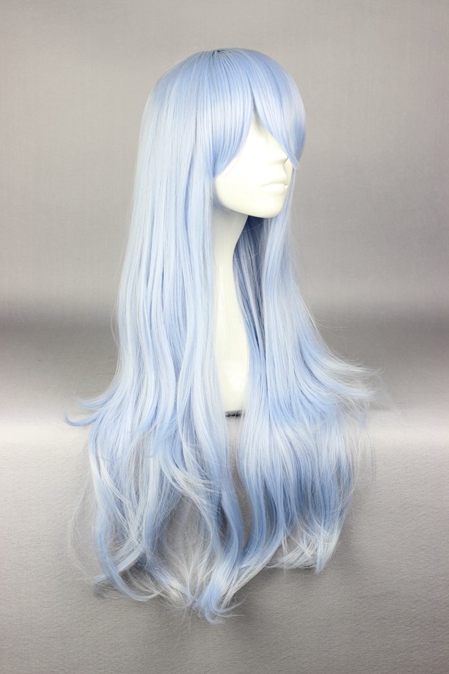 Synthetic Hair Wavy Capless 120% 28 Inches Wigs - Light Blue Cosplay Wig