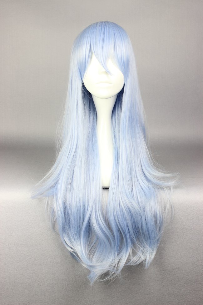 Synthetic Hair Wavy Capless 120% 28 Inches Wigs - Light Blue Cosplay Wig