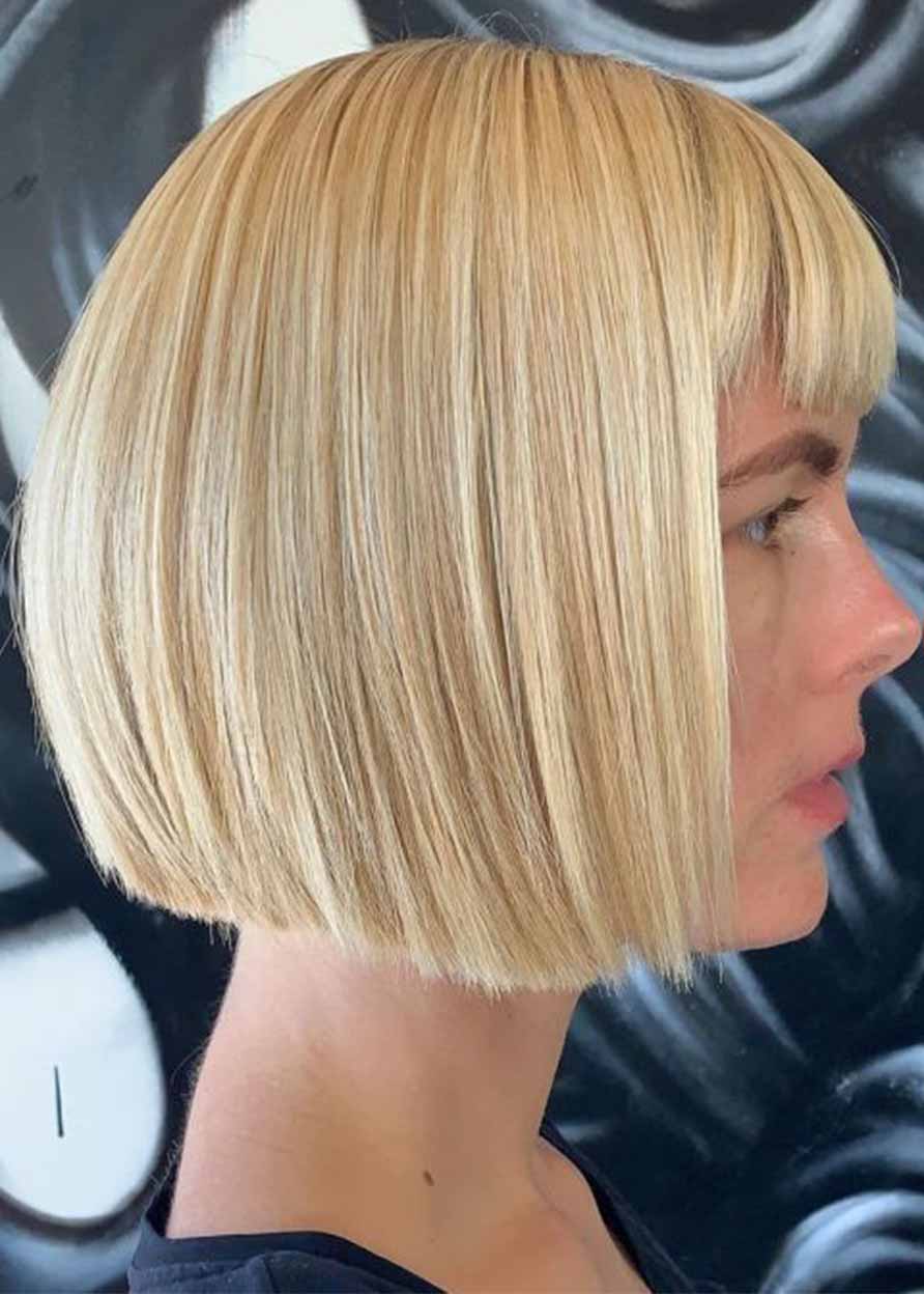 Blonde Color Straight Bob Wigs Capless Synthetic Hair 10 Inches 130% Wigs