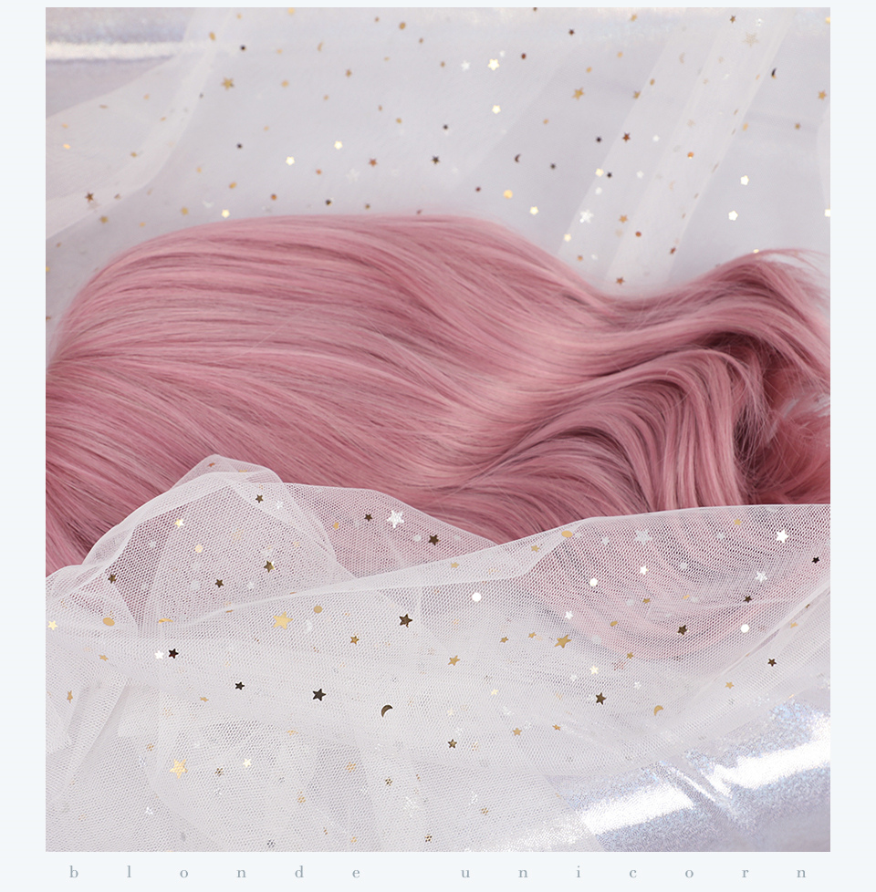 Medium Hairstyle Pink Wavy Synthetic Hair Wig 12 Inches