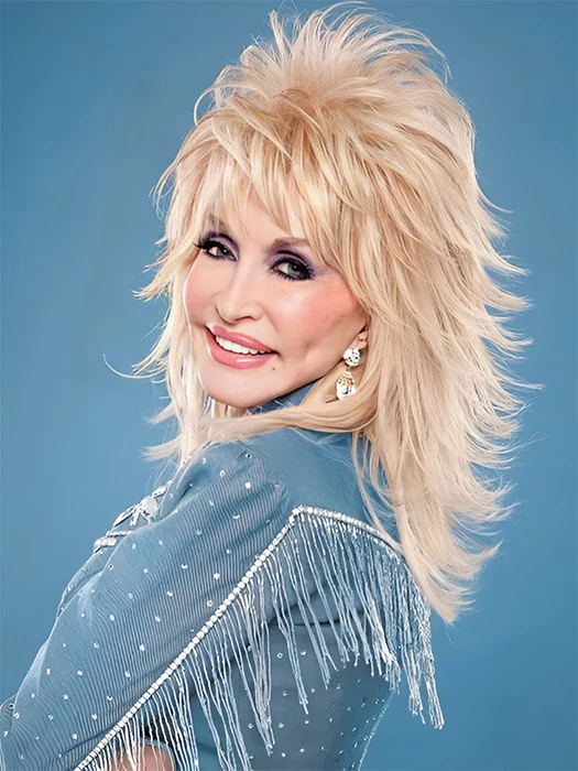 Fluffy Mid-length Layered Wavy Blonde Synthetic Dolly Parton Wigs