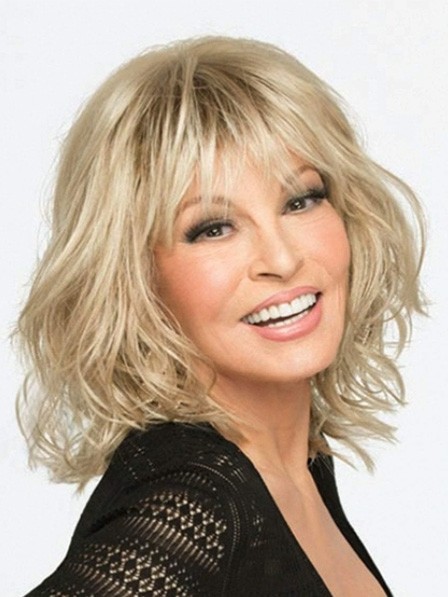 Raquel Welch Layered Wigs Capless Wavy 100% Human Hair Wigs With Bangs 16 Inches