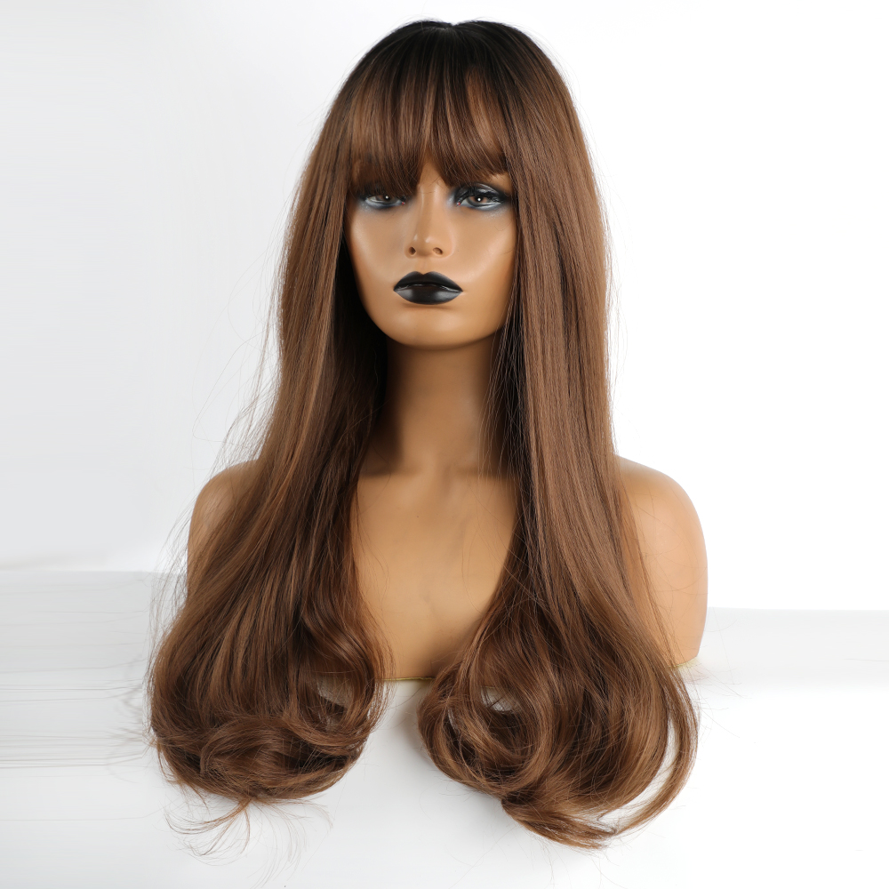 Long Wavy Synthetic Hair Wigs With Bangs