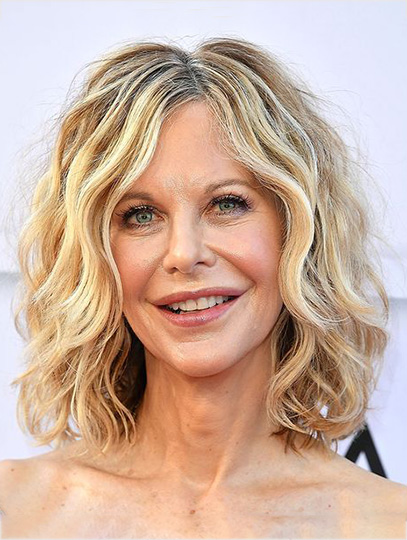 Wavy Blonde Lace Front Synthetic Wigs Meg Ryan Wigs 14 Inches