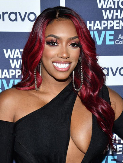 Wavy Long Red Lace Front Synthetic Porsha Williams Wigs 20 Inches