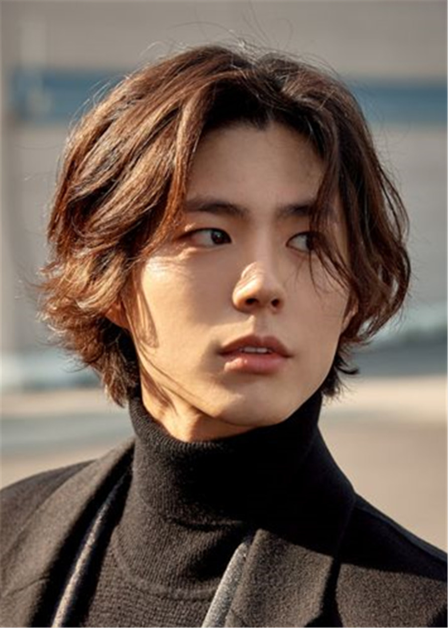 Korean Men's Hairstyle Wavy Human Hair Full Lace Cap Men's Wigs