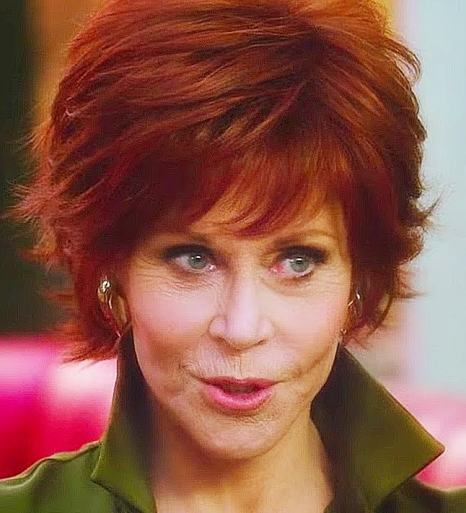 Jane Fonda Red Wigs Lace Front Human Hair 130% Wigs With Bangs