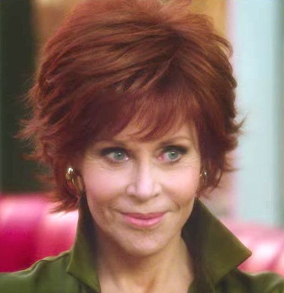 Jane Fonda Red Wigs Lace Front Human Hair 130% Wigs With Bangs