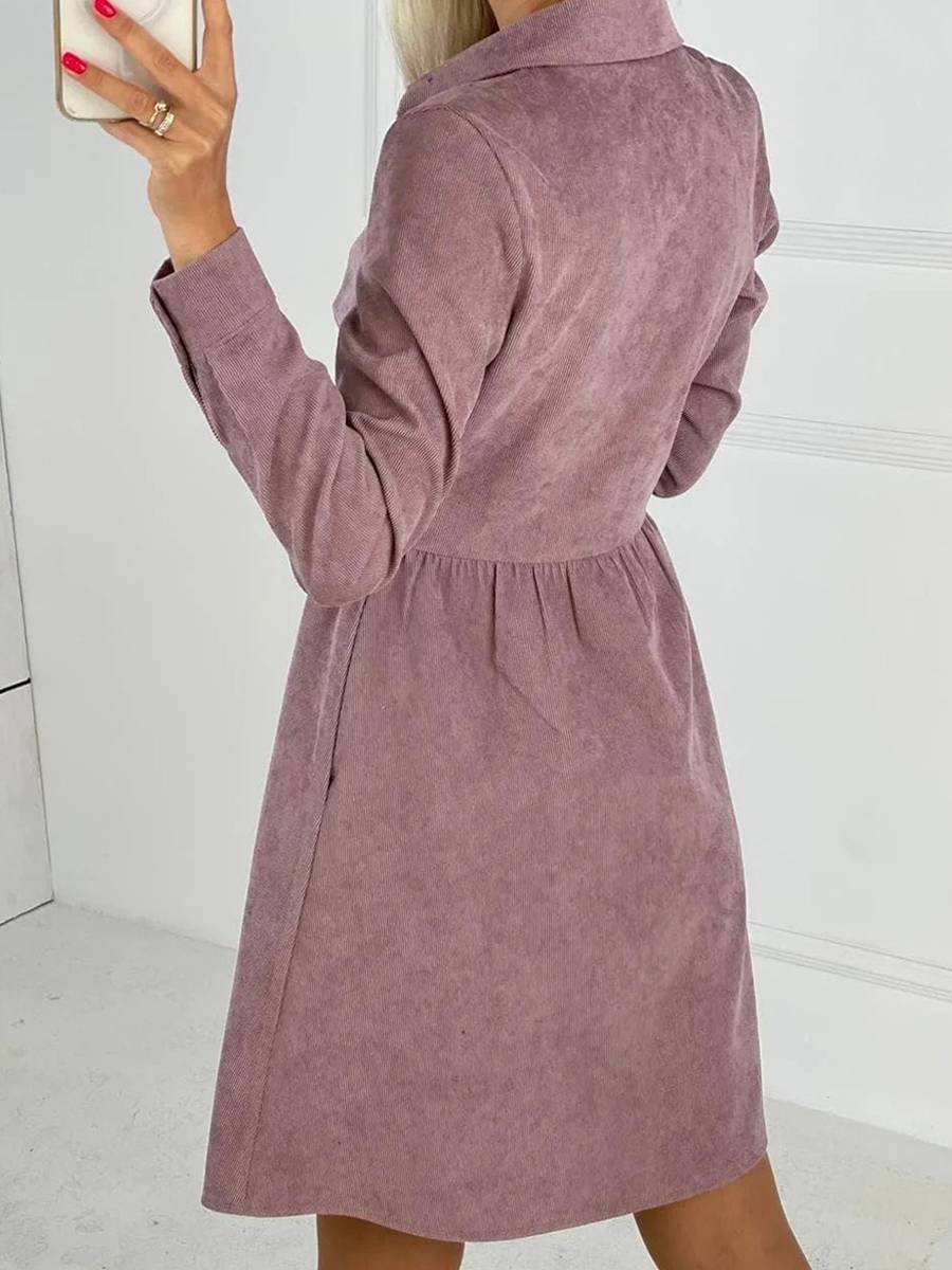 Autumn And Winter Long-sleeved Single-breasted Corduroy Dress