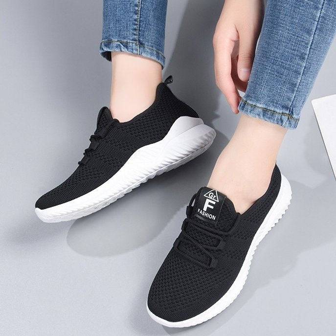   Women  Shoes Comfy Elastic Mesh Round Toe Running Sneakers