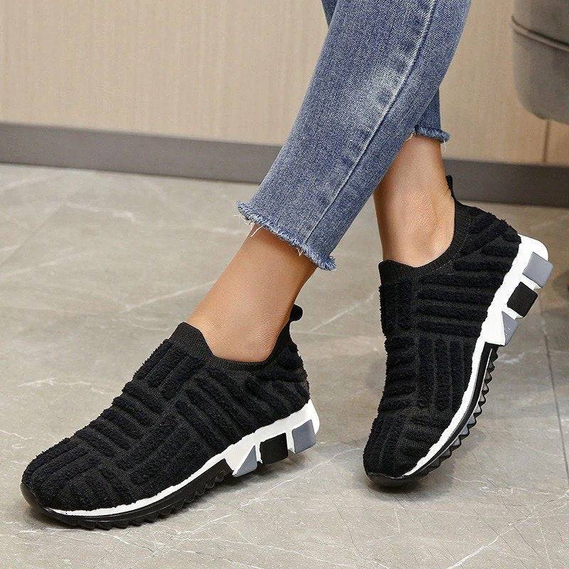   Women  Shoes Knit Slip-on Comfy Leisure Sneakers