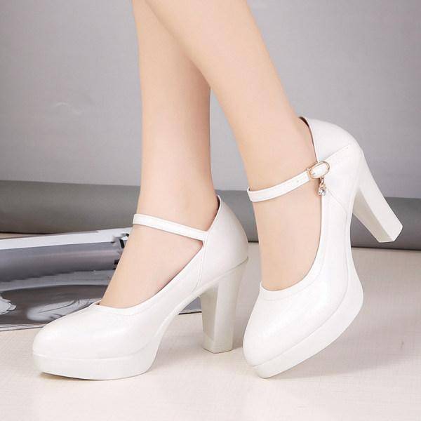 Women'S Shallow Mouth Strap Platform Chunky High Heels