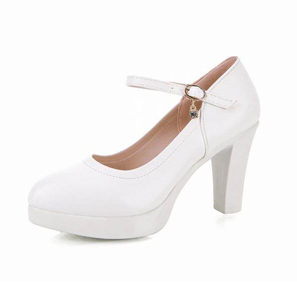 Women'S Shallow Mouth Strap Platform Chunky High Heels