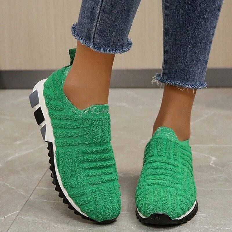   Women  Shoes Knit Slip-on Comfy Leisure Sneakers