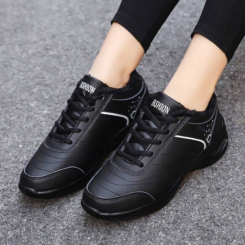   Women  Shoes Leather Waterproof Sneakers