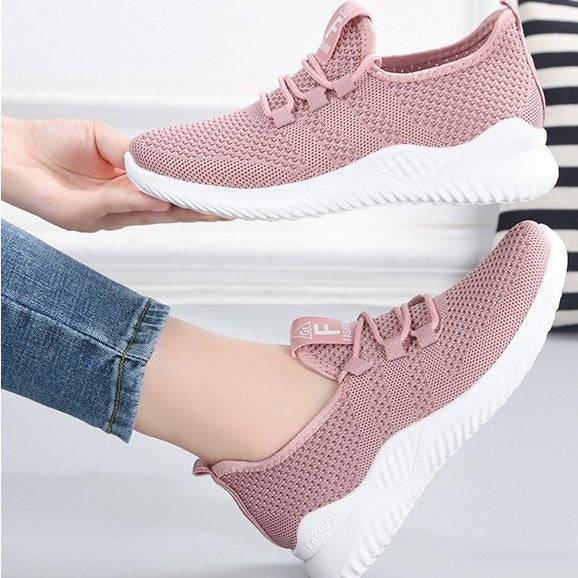   Women  Shoes Comfy Elastic Mesh Round Toe Running Sneakers