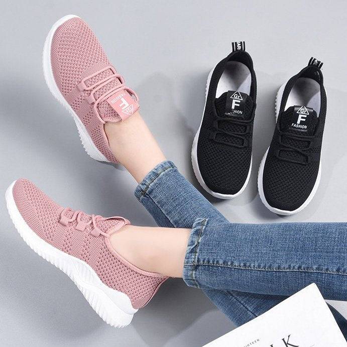   Women  Shoes Comfy Elastic Mesh Round Toe Running Sneakers