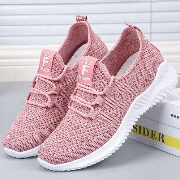   Women  Shoes Comfy Elastic Mesh Round Toe Running Sneakers