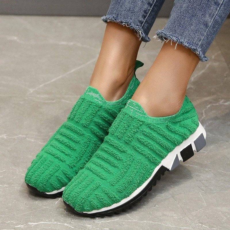   Women  Shoes Knit Slip-on Comfy Leisure Sneakers