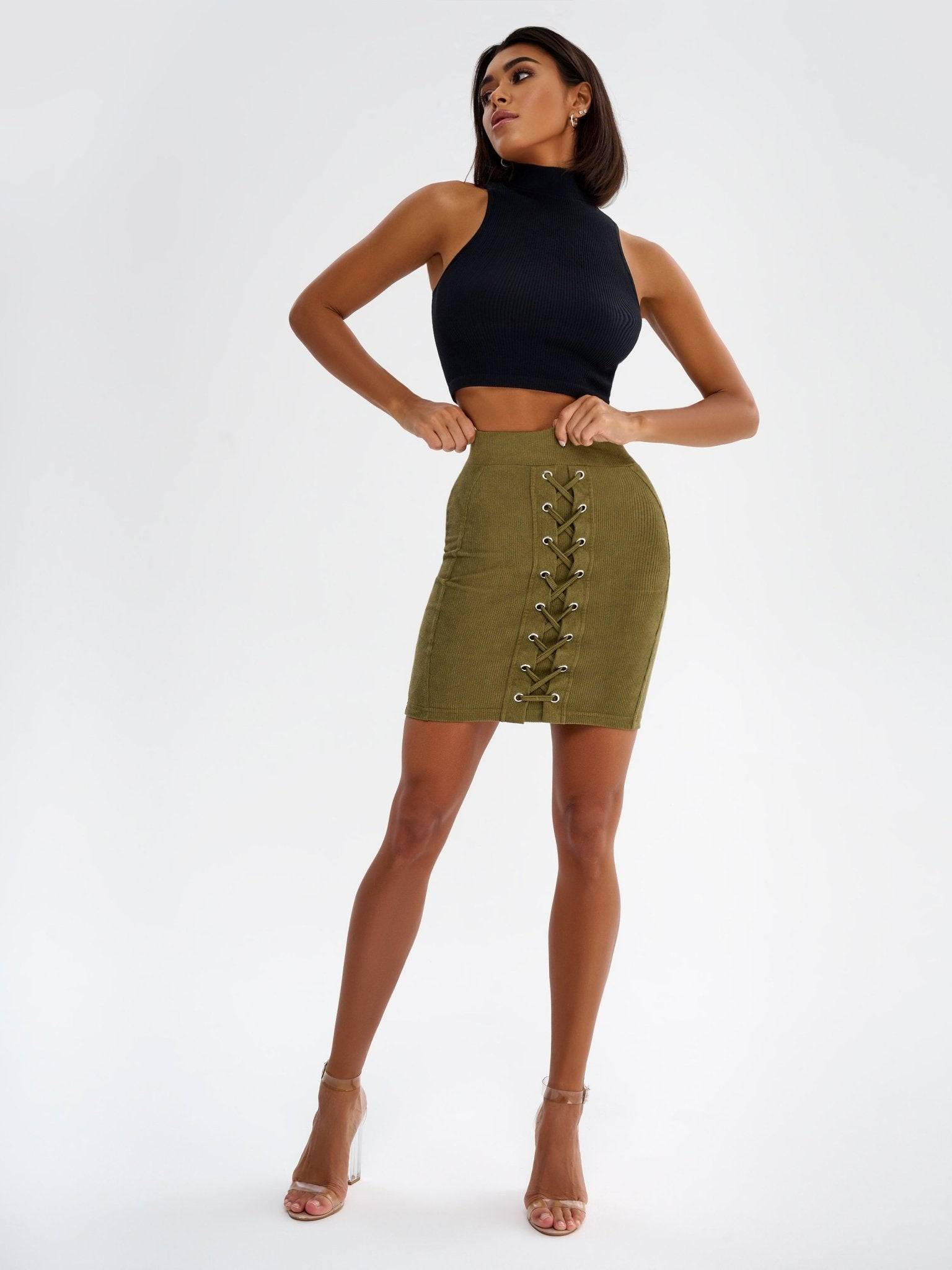 Skirt Athena Khaki Velvet