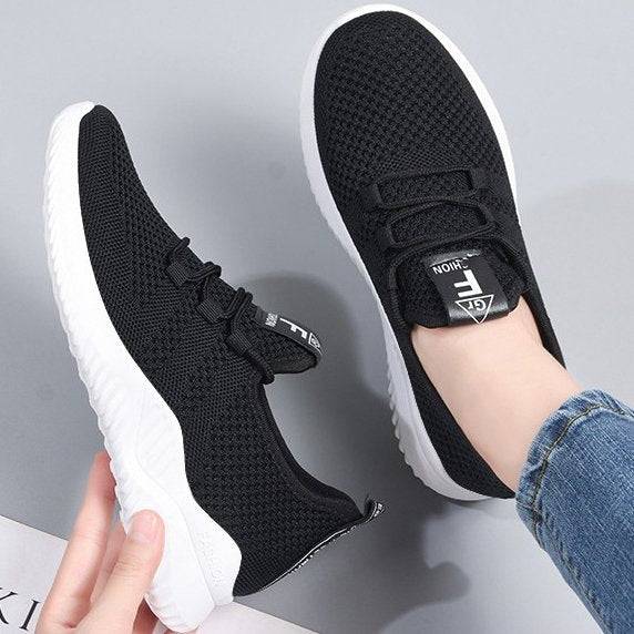   Women  Shoes Comfy Elastic Mesh Round Toe Running Sneakers