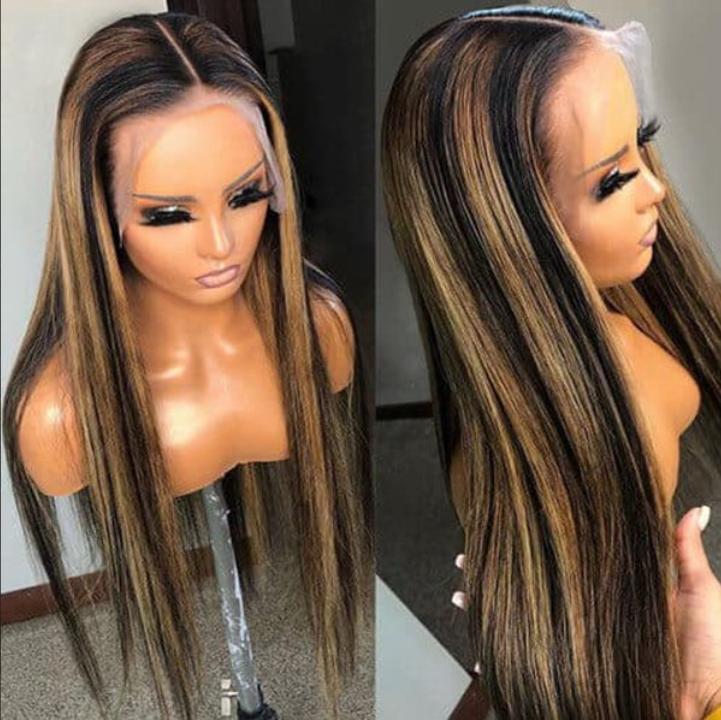 Balayage Highlight Colored Wig Glueless Body Wave Human Hair Wigs 13x4 HD Lace Front Wigs 1B/27