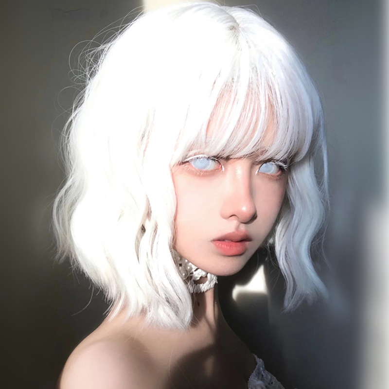 White-Blonde & Ash Capless Wavy Human Hair 130% 16 Inches Wigs